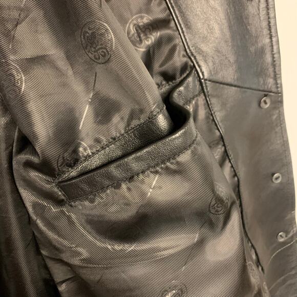 Genuine Leather Trench Belted Jacket Blazer Coat Black Longline Moto Buckle - Picture 12 of 12